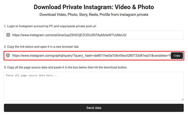 Copy the link generated indown
