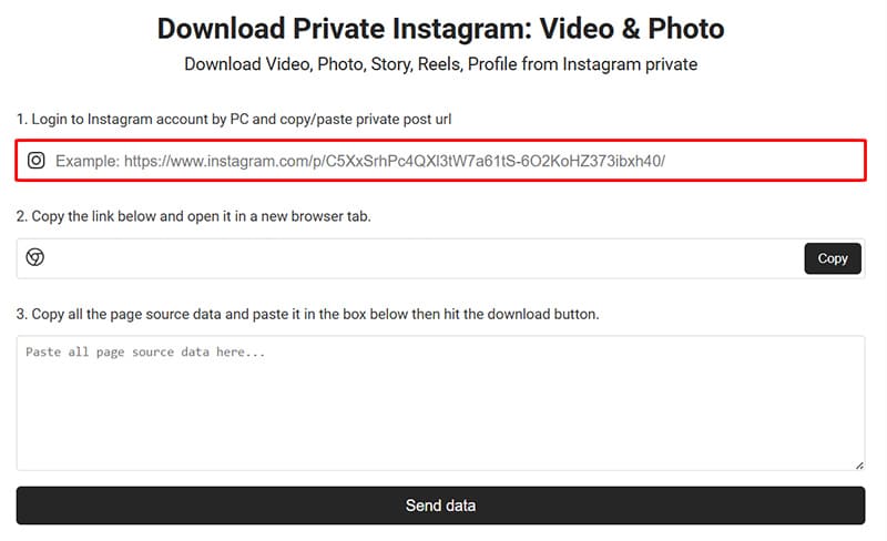 Paste the private link into input box #1